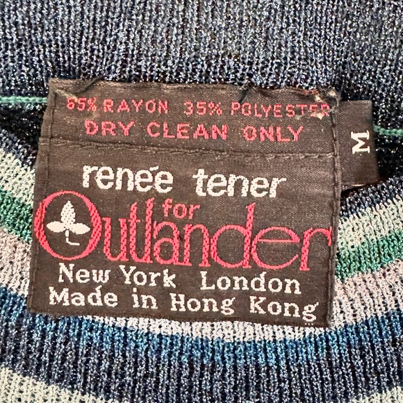 Vintage 1970s Cardigan Set Metallic Knit Lurex Blue Green Silver EUC Renée Tener - Picture 5 of 9